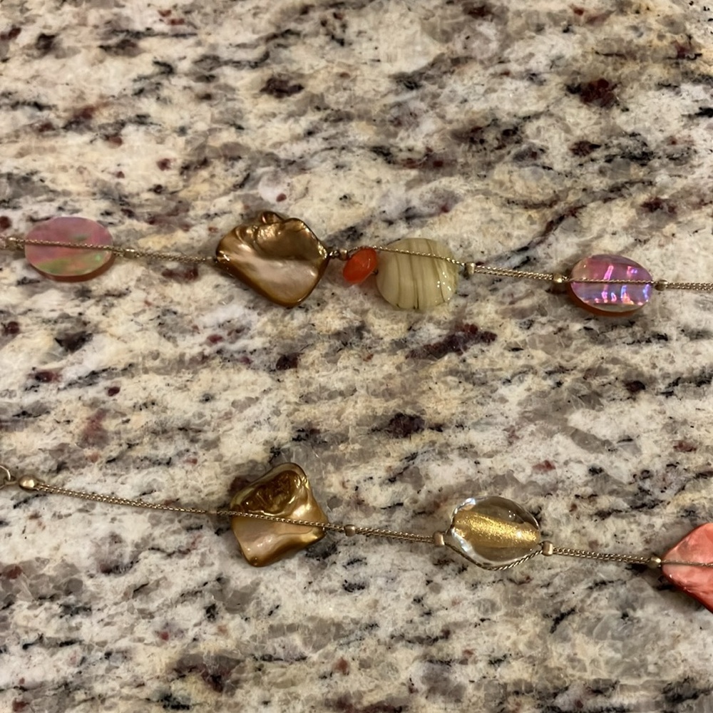 Lia Sophia Multi Color Bead Necklace Gold Tone Statement Layer 17-20” Adjustable - Picture 10 of 10